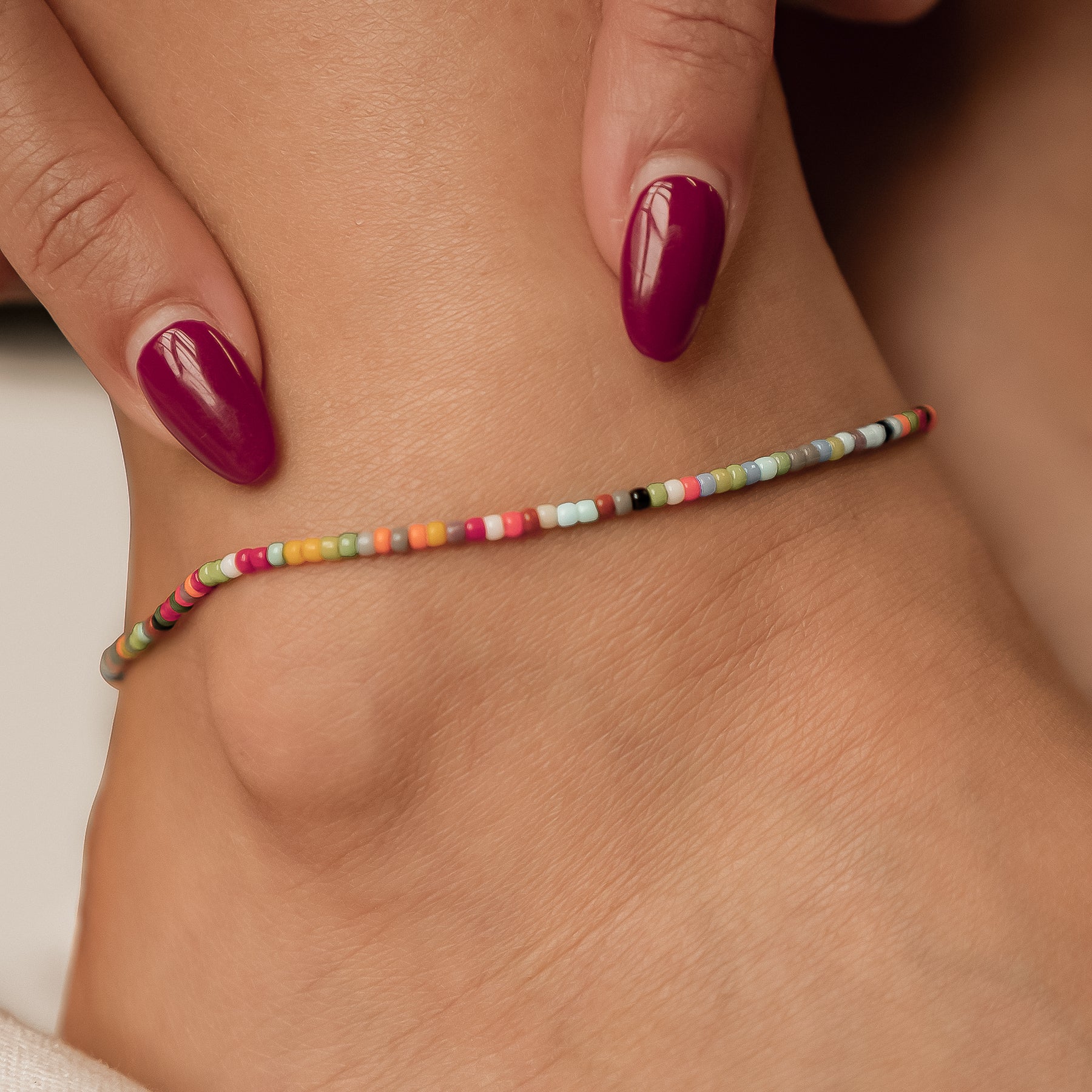 Multicolor Perlen Fußkettchen – Waterproof