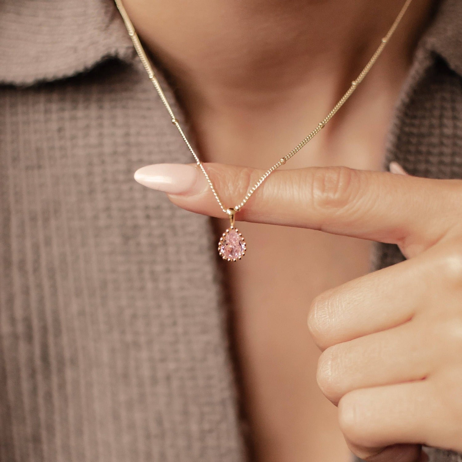 Collier Pierre de Naissance Octobre Tourmaline Argent Sterling