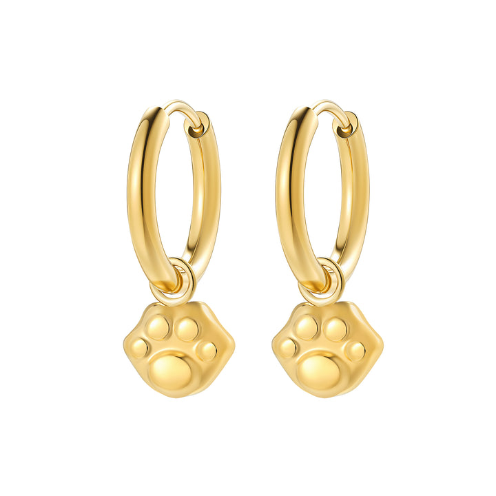 Paw Print Charm Hoop Earrings Waterproof