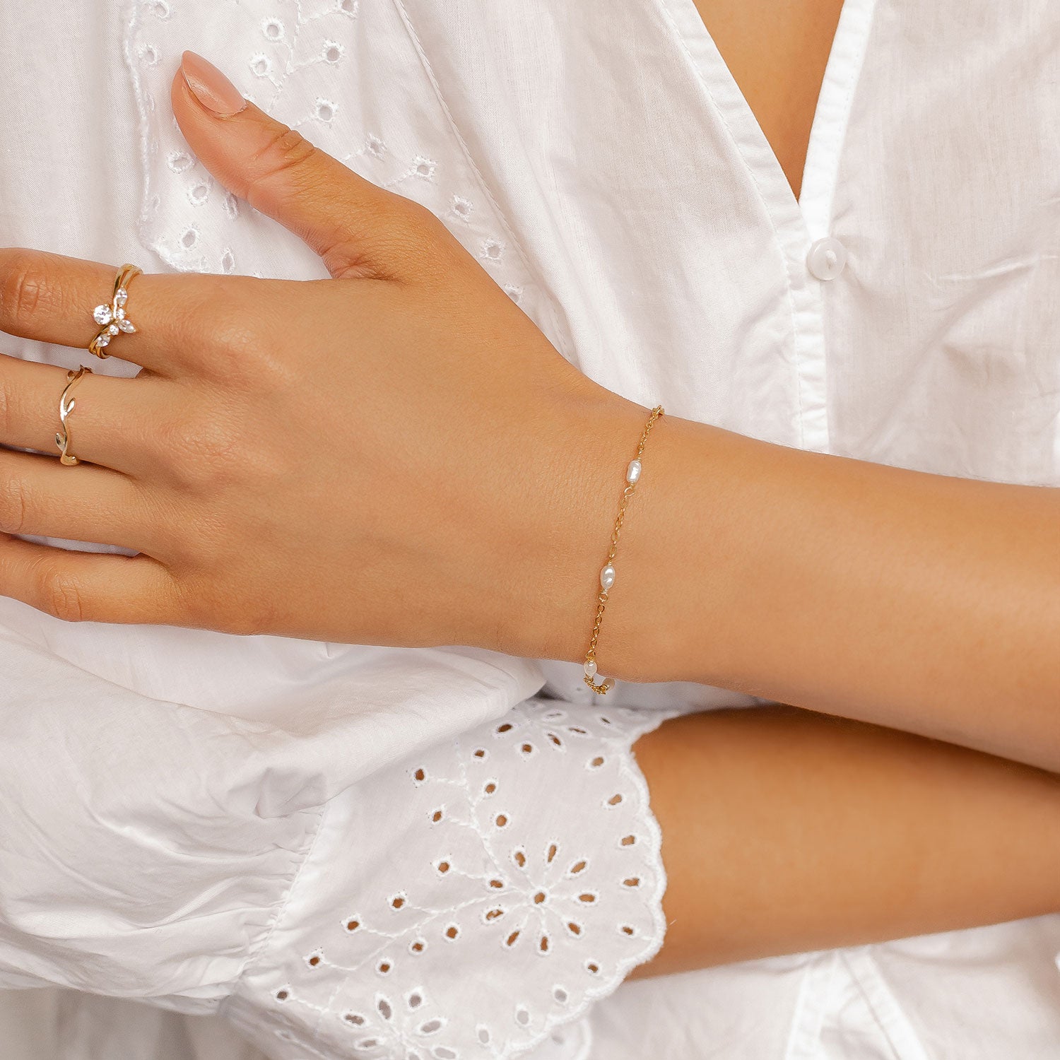 Ensemble Bijoux Perle Chaîne Argent Sterling