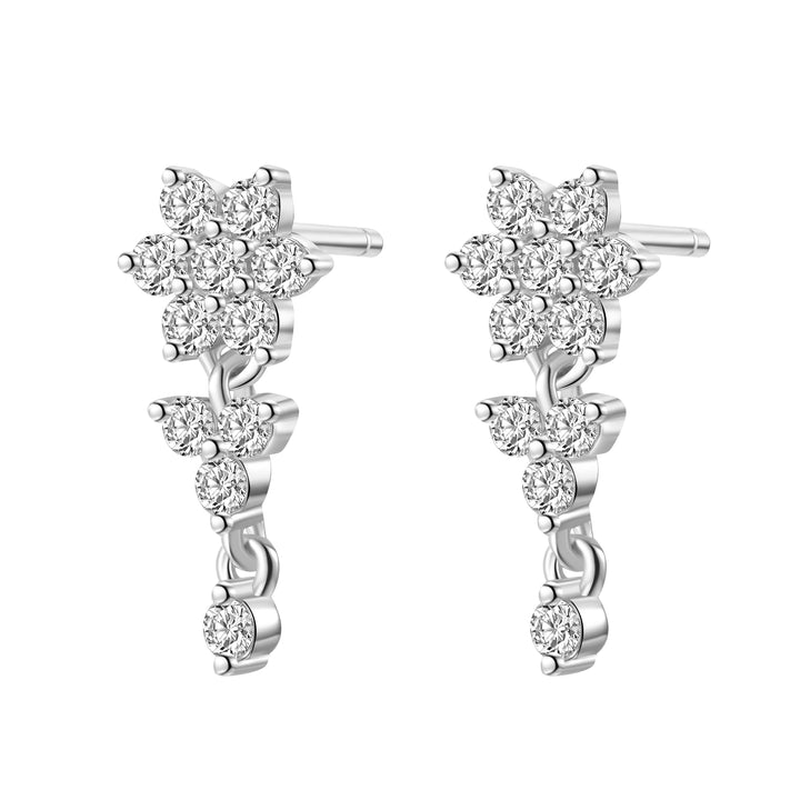 Boucles d’Oreilles Pendantes Épanouissement Radieux Sterling Argent