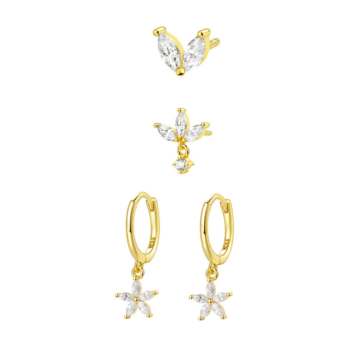 Vergoldete Sterlingsilber Ohrringe Blumen Set