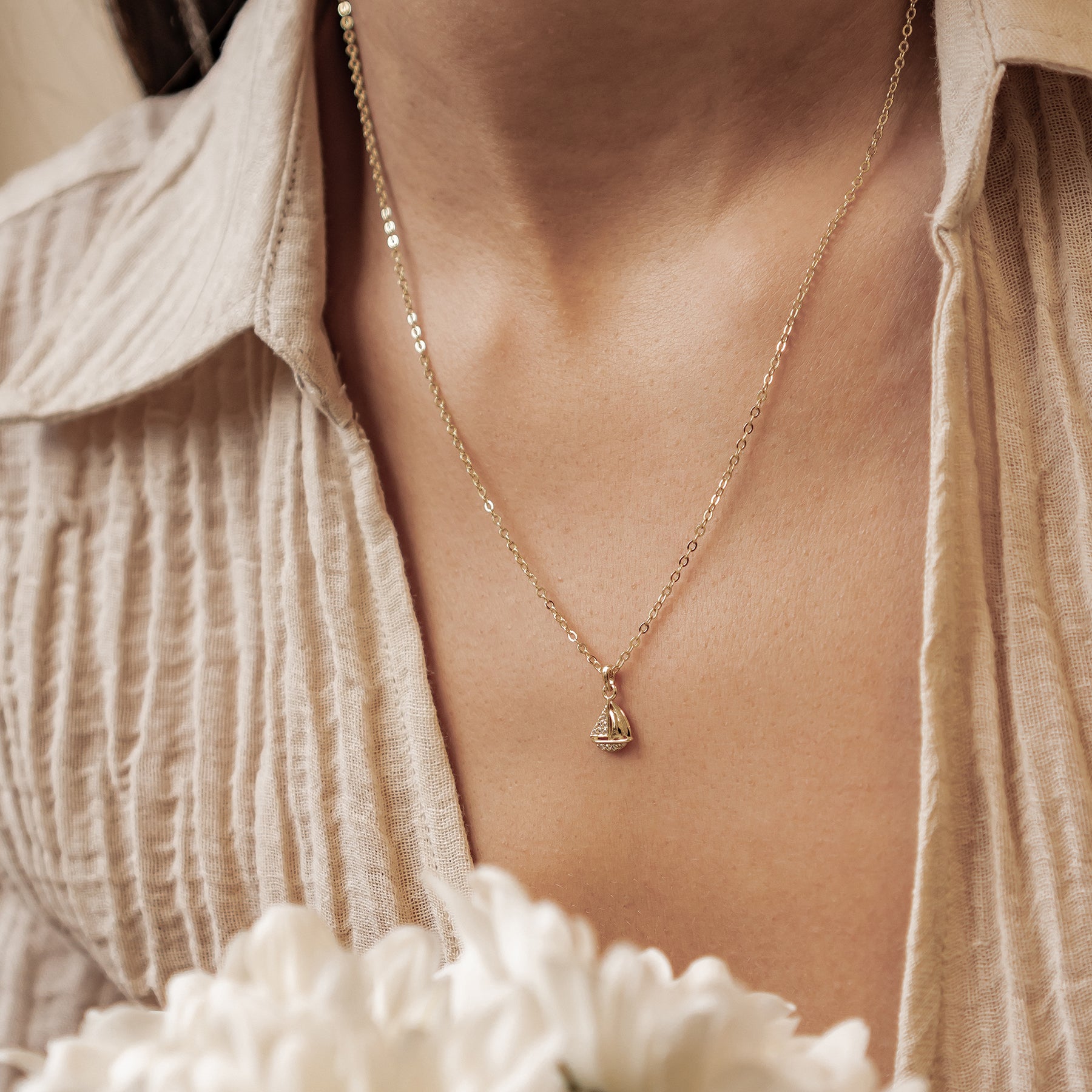Collar Colgante Velero Brillo Plata de Ley 925
