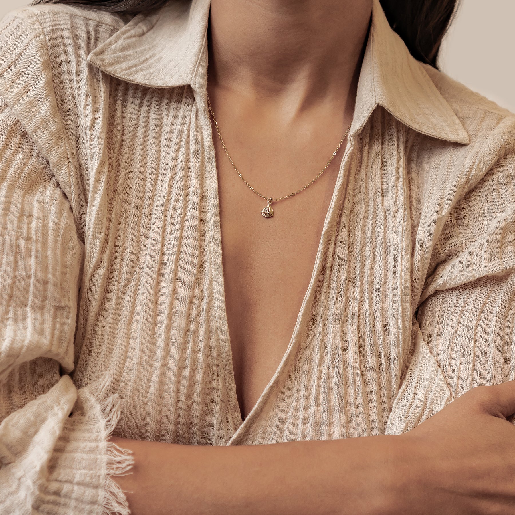 Collar Colgante Velero Brillo Plata de Ley 925