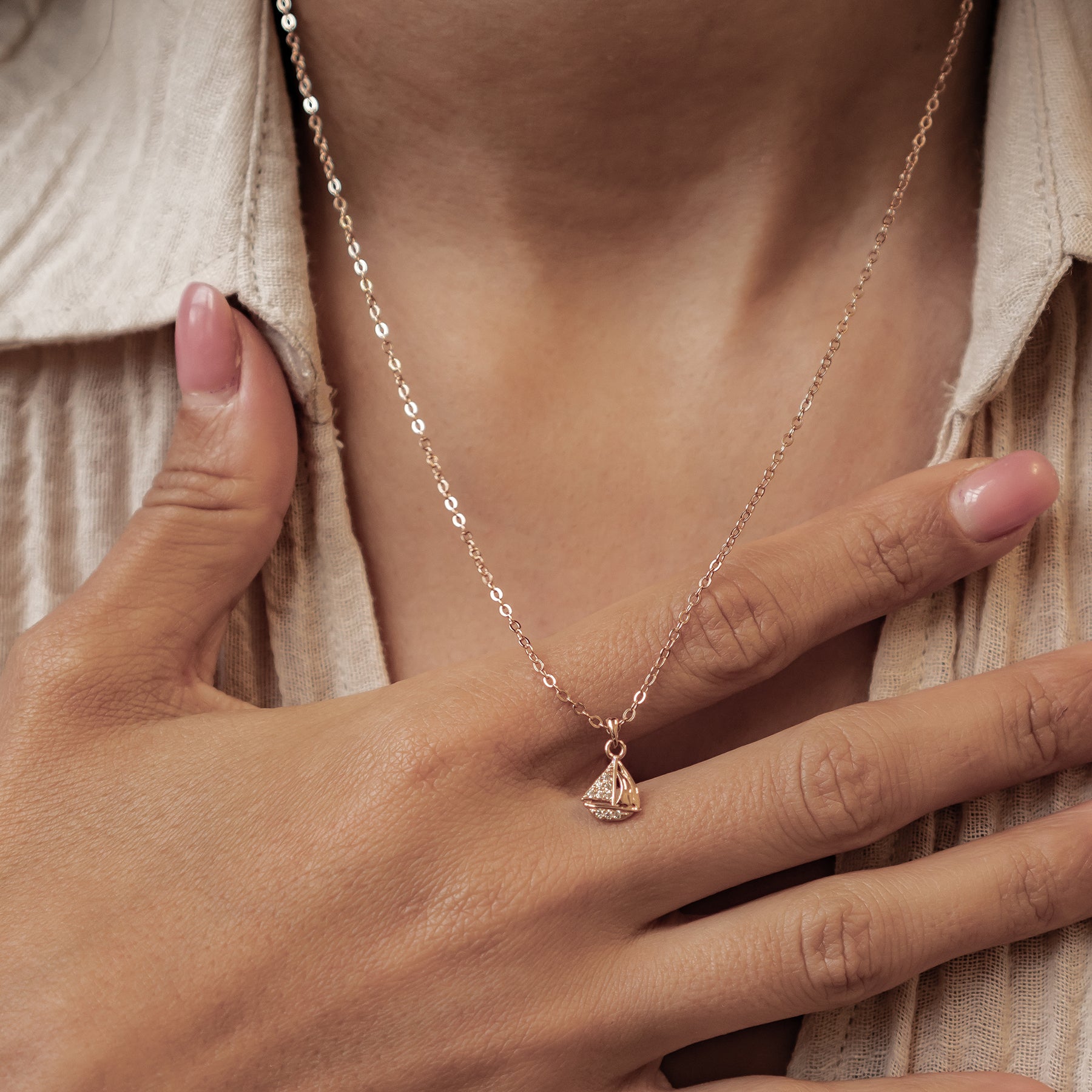 Collar Colgante Velero Brillo Plata de Ley 925