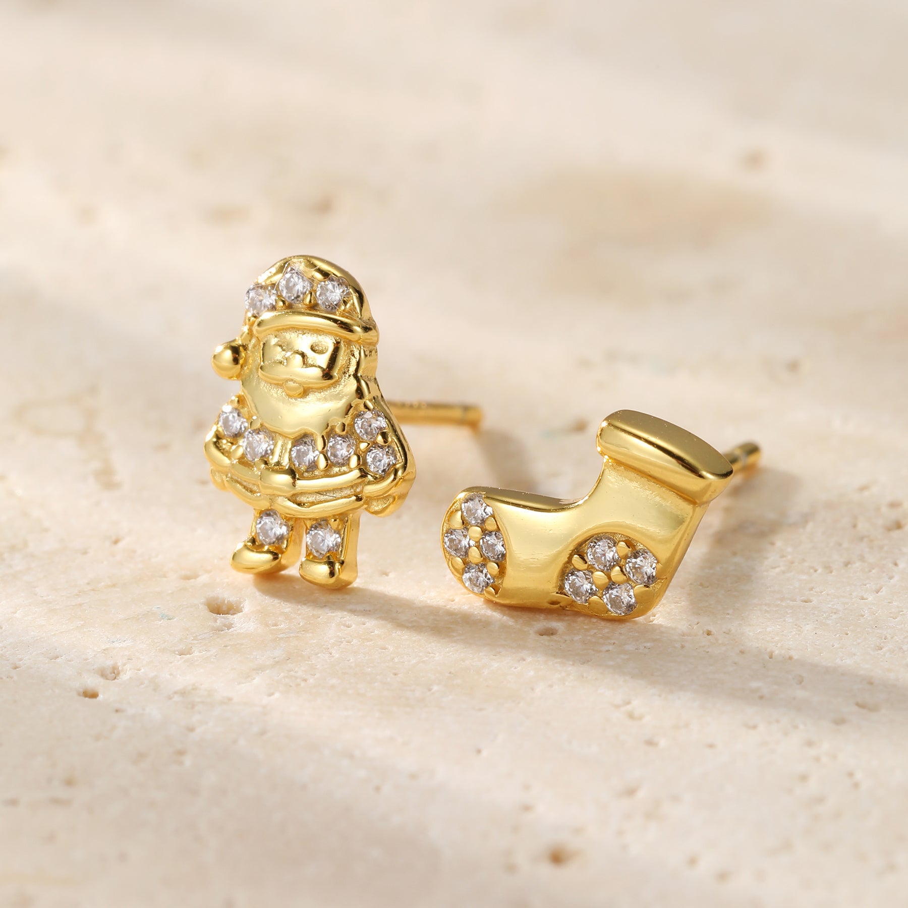 Santa & Christmas Stocking Stud Earrings Sterling Silver