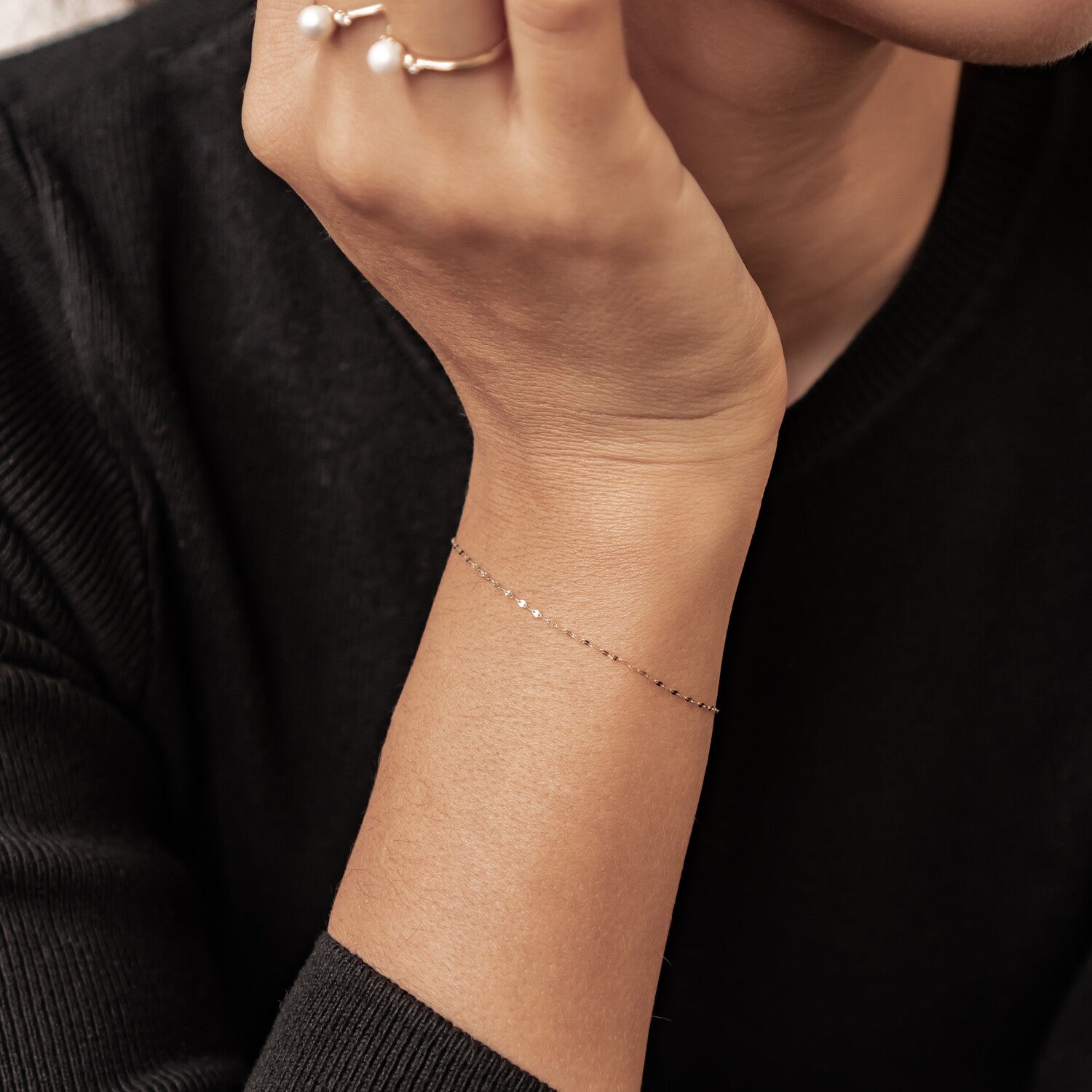 Schimmer Rolo Armband 585 Gold