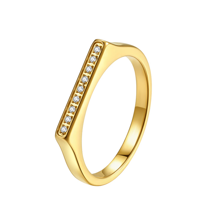 Anillo Sello Arco con Gemas Elegante Acero Inoxidable