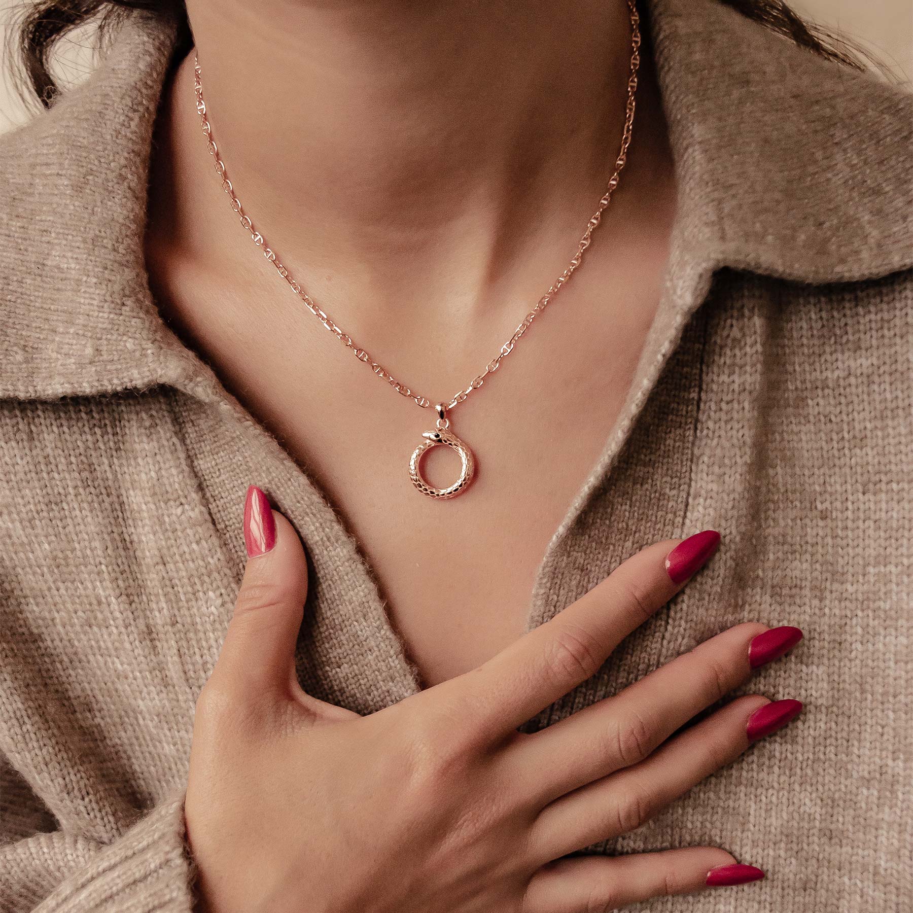 Collier Pendentif Serpent Ouroboros Renouvellement Argent Sterling