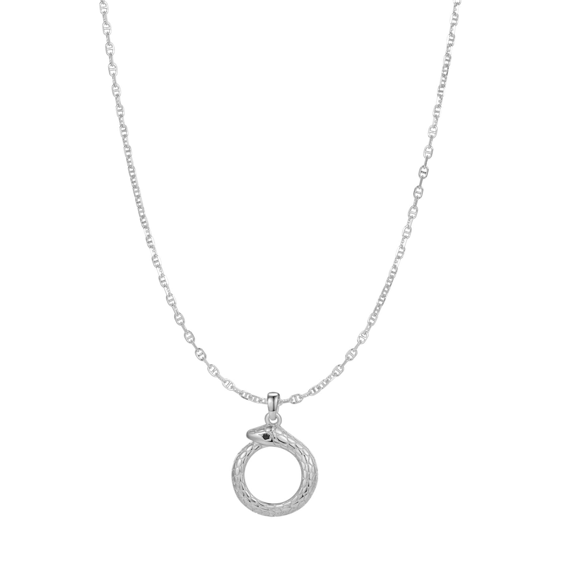 Collier Pendentif Serpent Ouroboros Renouvellement Argent Sterling