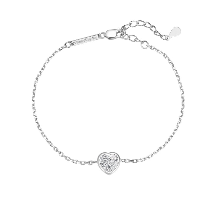 Pulsera Corazón Brillante Plata de Ley