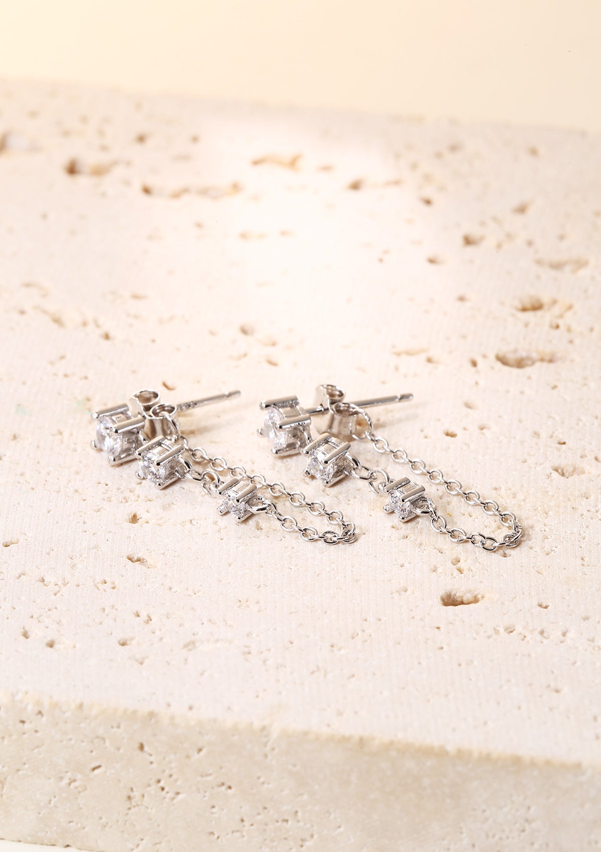 Stardust Chain Stud Earrings Sterling Silver