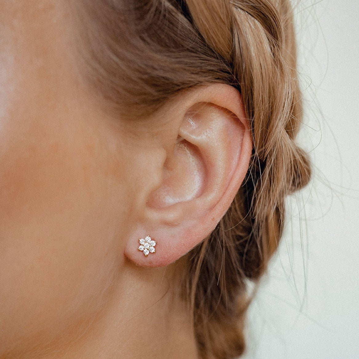 Set Pendientes Botón Triada Plata de Ley 925
