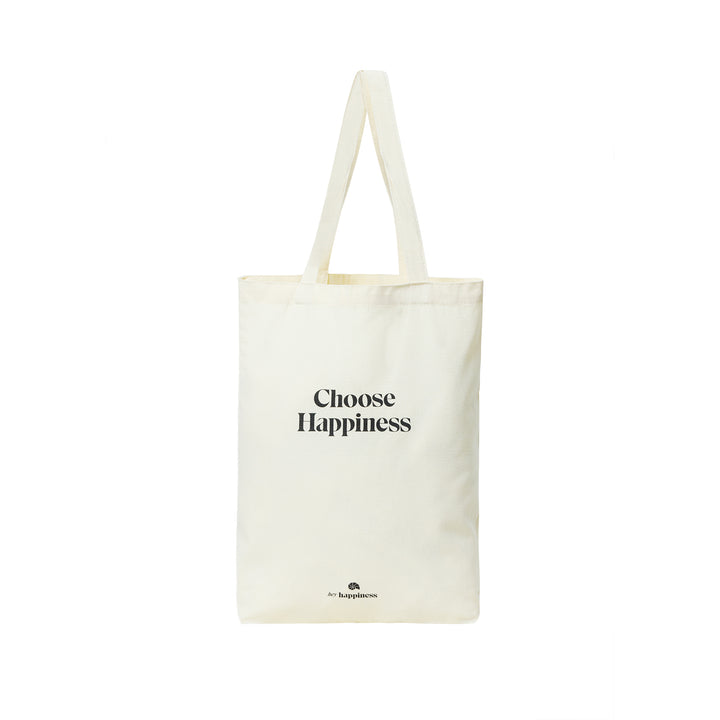 Cream Hey Happiness Tote Bag