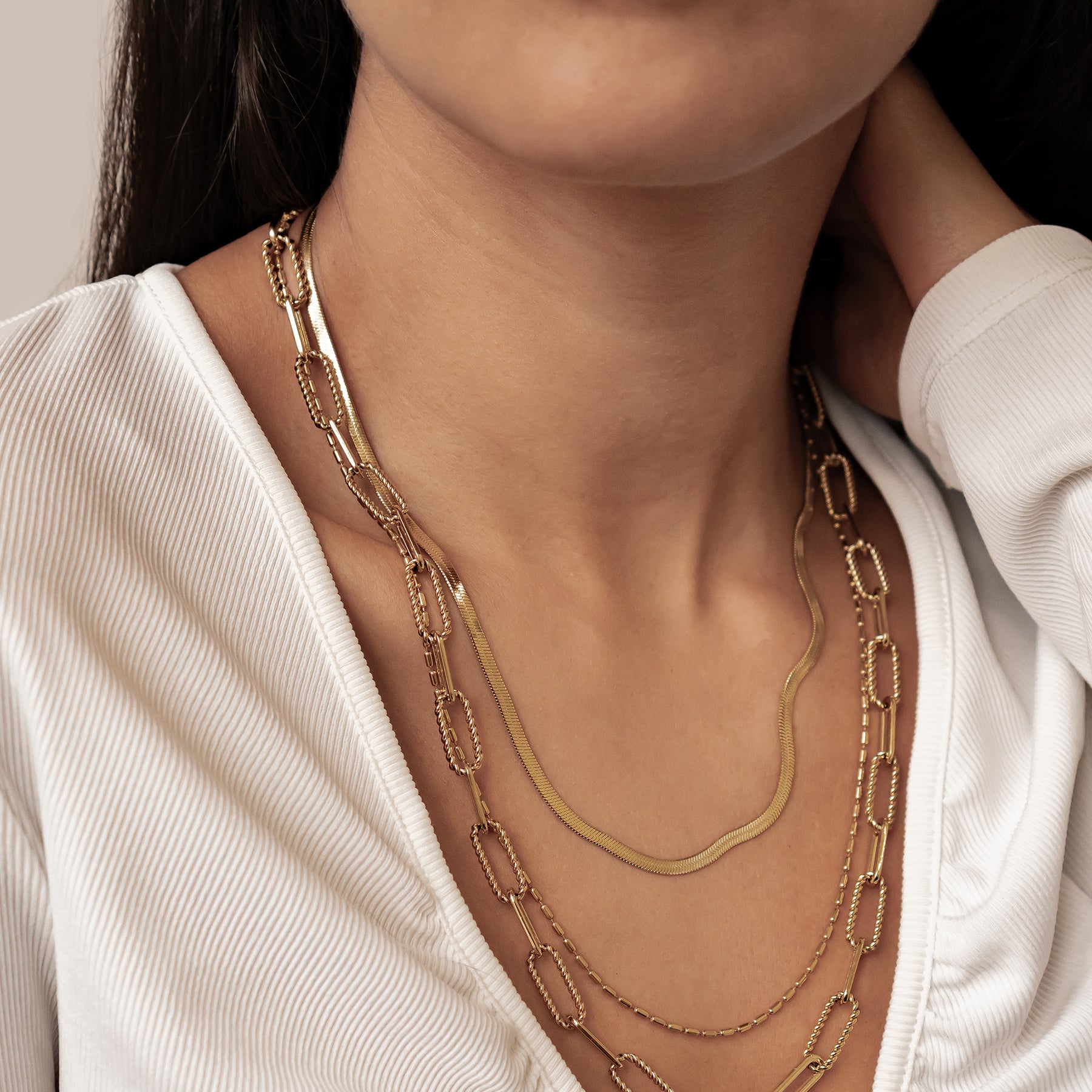 Collier à Trois Rangées Chaînes Intemporel Waterproof
