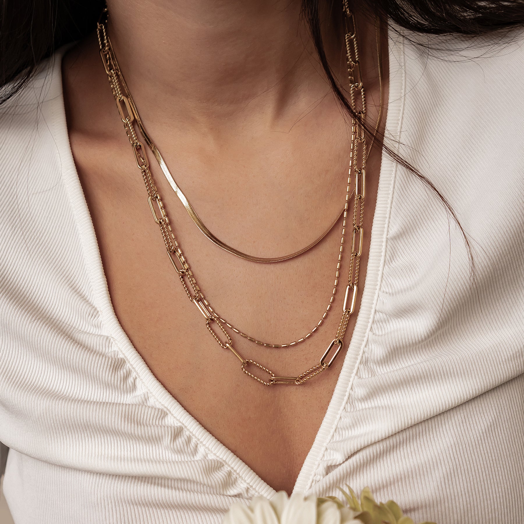 Collier à Trois Rangées Chaînes Intemporel Waterproof