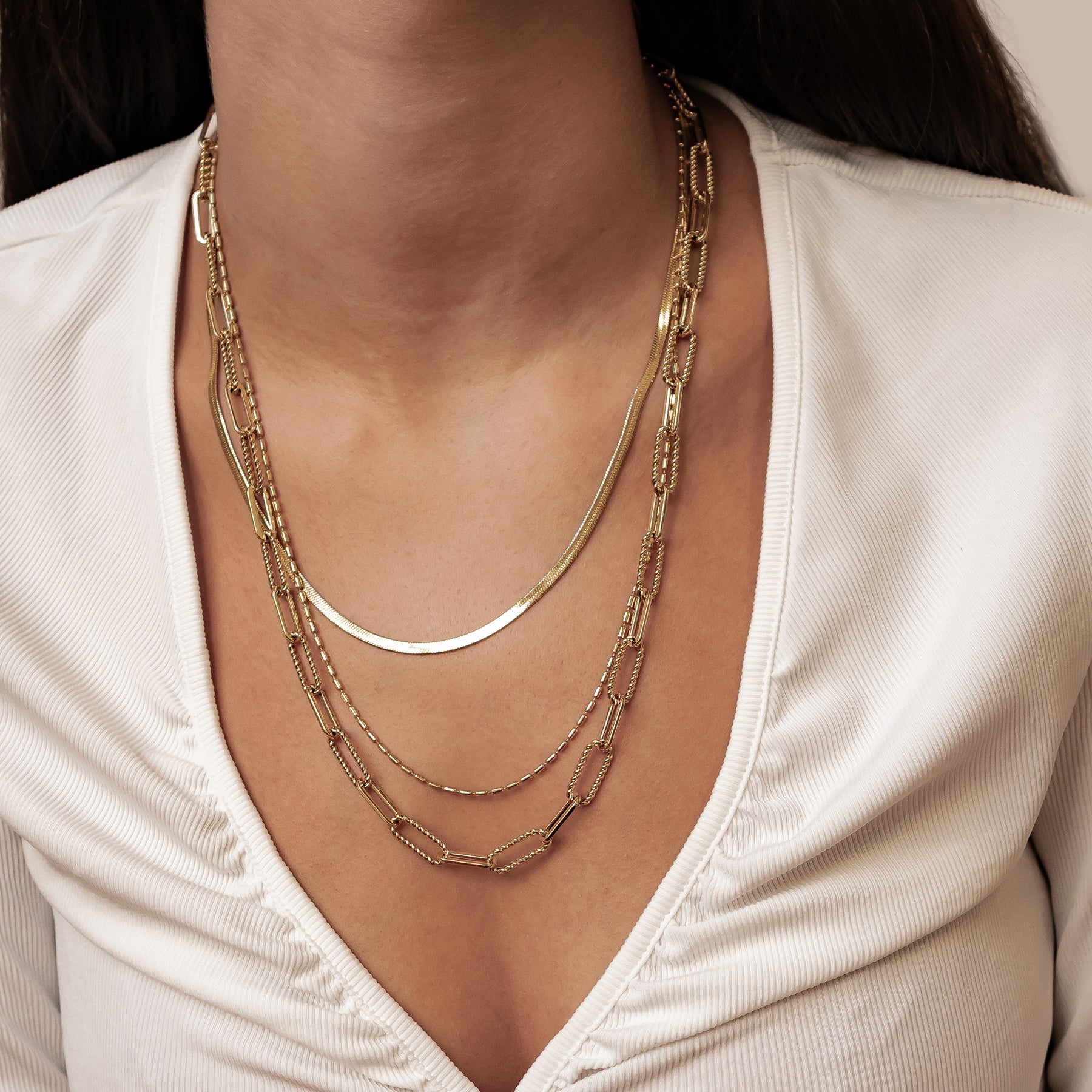 Collier à Trois Rangées Chaînes Intemporel Waterproof