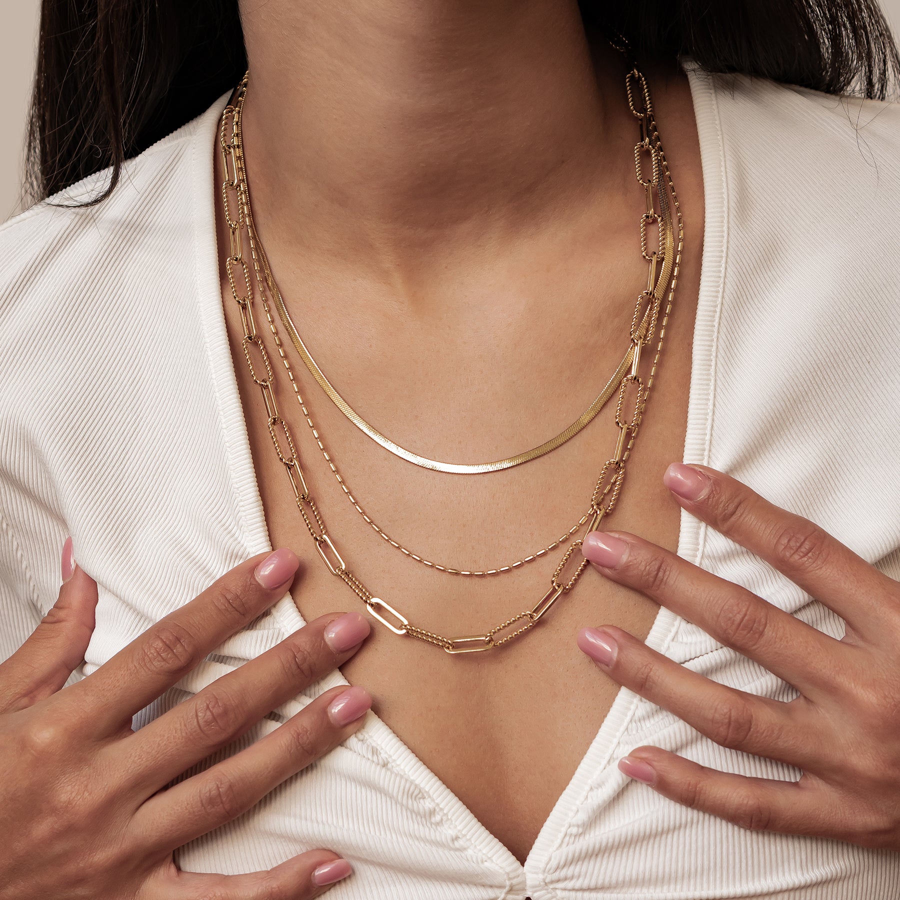 Collier à Trois Rangées Chaînes Intemporel Waterproof