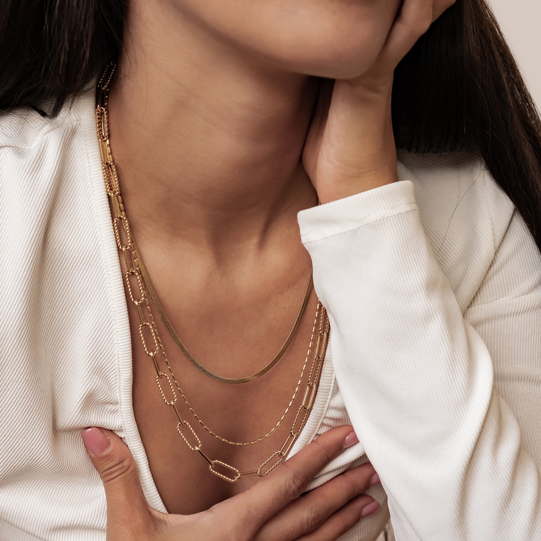Collier à Trois Rangées Chaînes Intemporel Waterproof