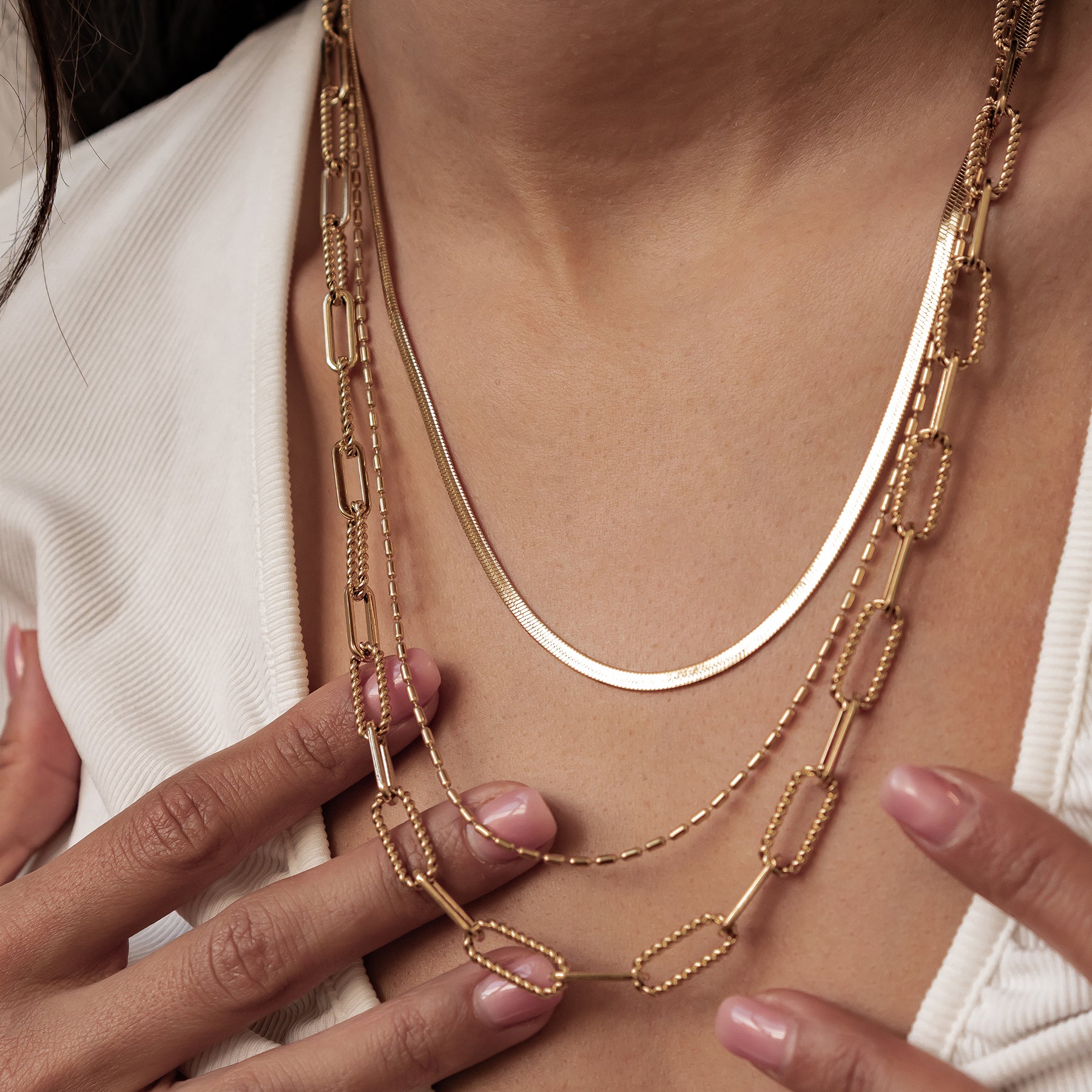 Collier à Trois Rangées Chaînes Intemporel Waterproof
