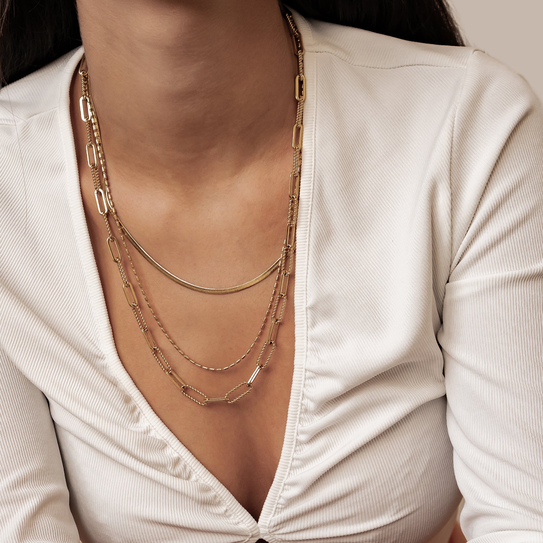 Collier à Trois Rangées Chaînes Intemporel Waterproof