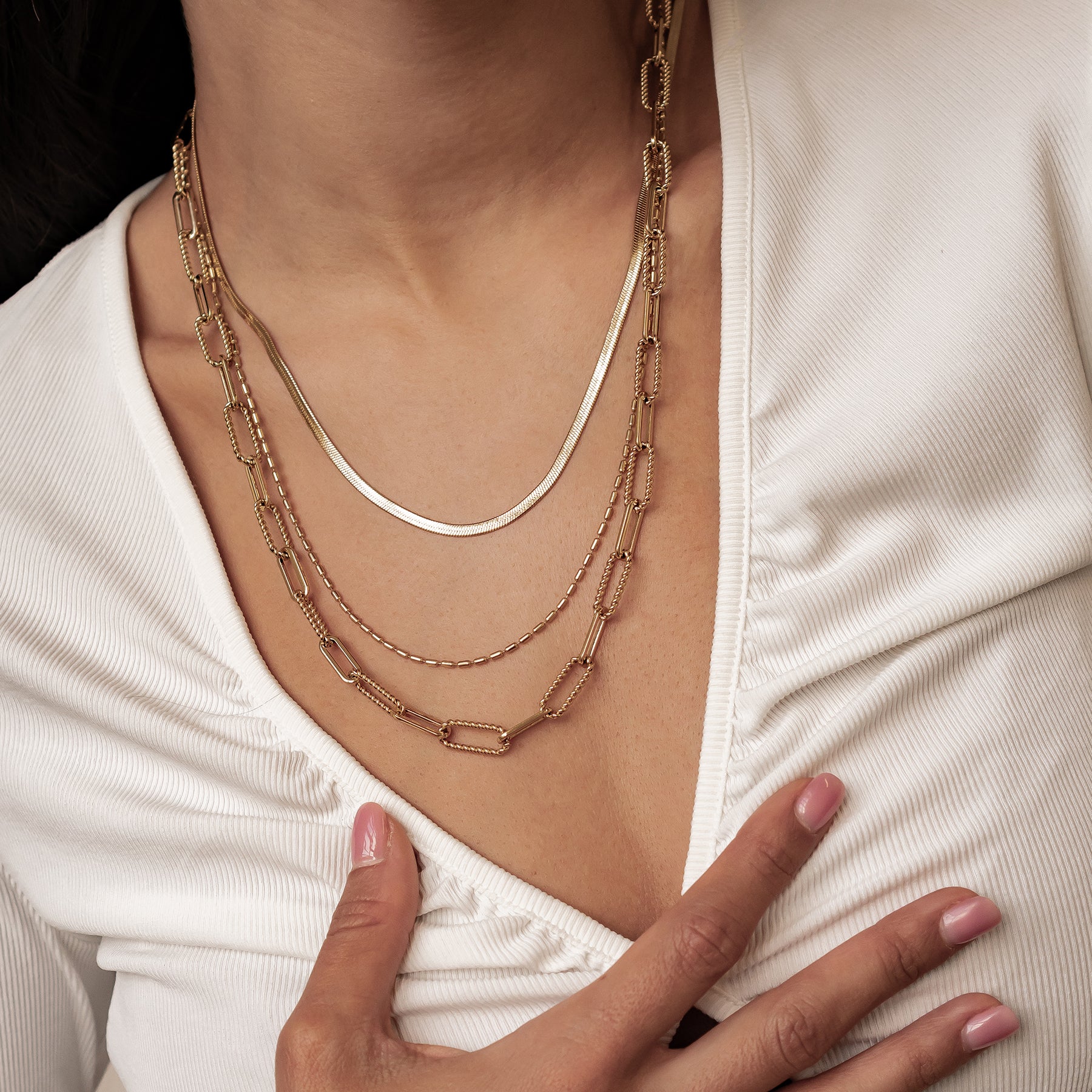 Collier à Trois Rangées Chaînes Intemporel Waterproof
