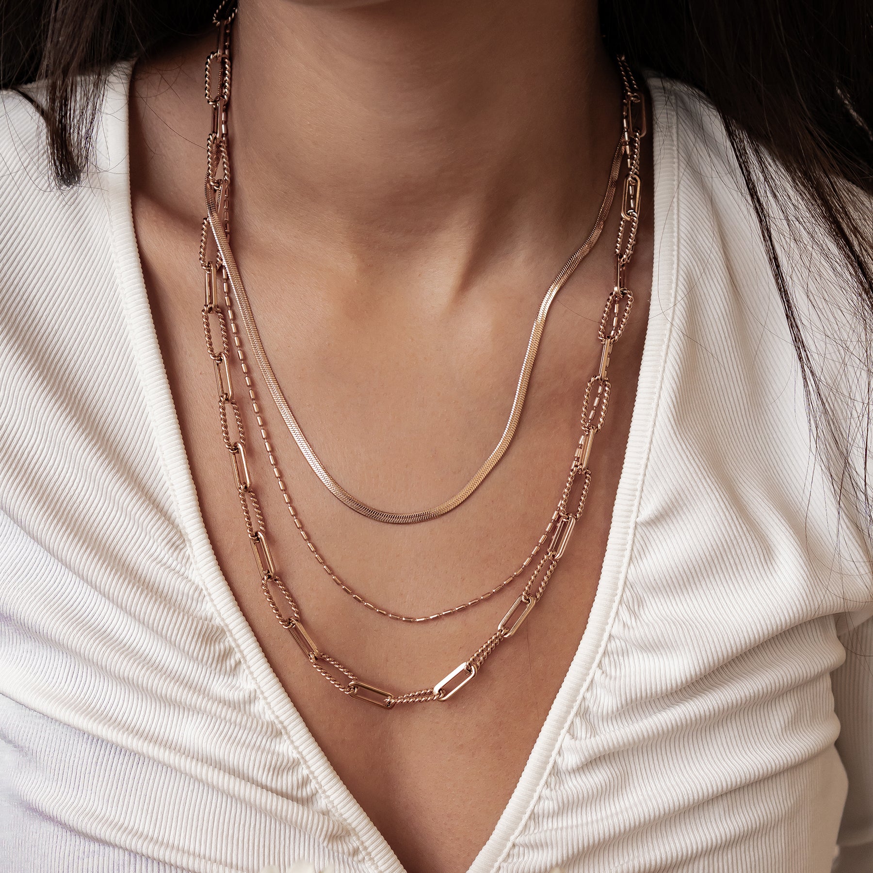 Collier à Trois Rangées Chaînes Intemporel Waterproof