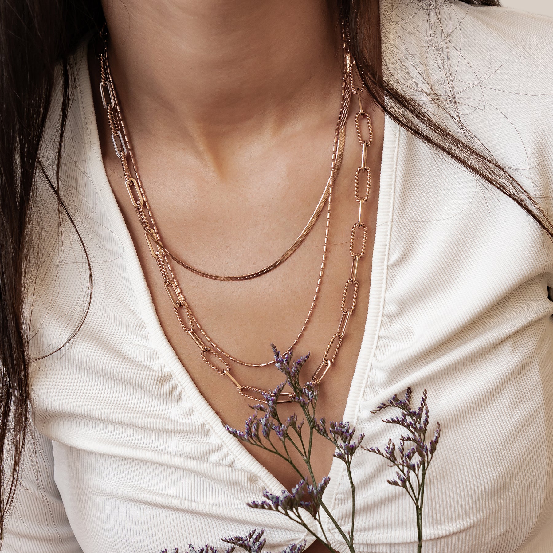 Collier à Trois Rangées Chaînes Intemporel Waterproof
