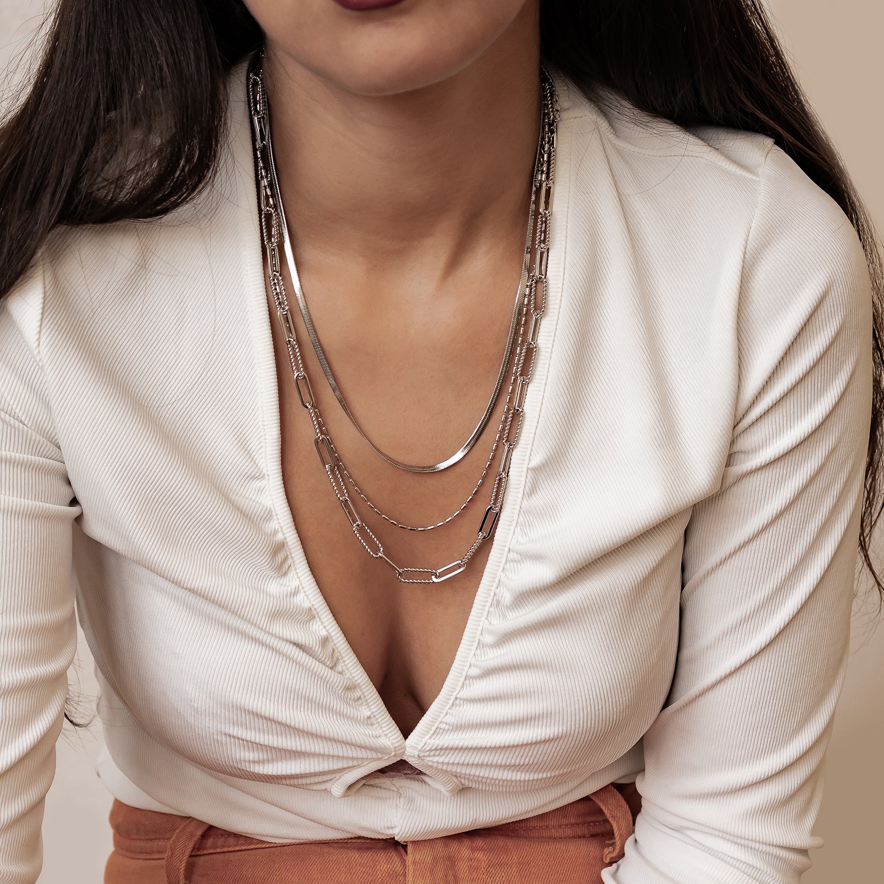 Collier à Trois Rangées Chaînes Intemporel Waterproof