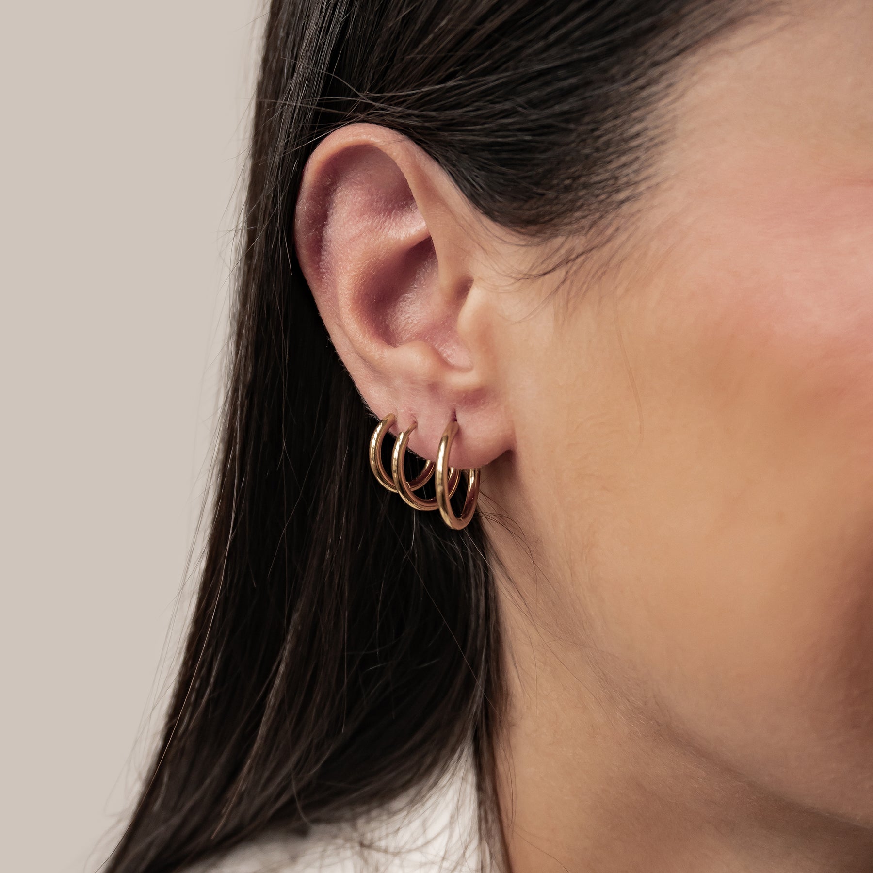 Triple Plain Hoop Earring Set Waterproof