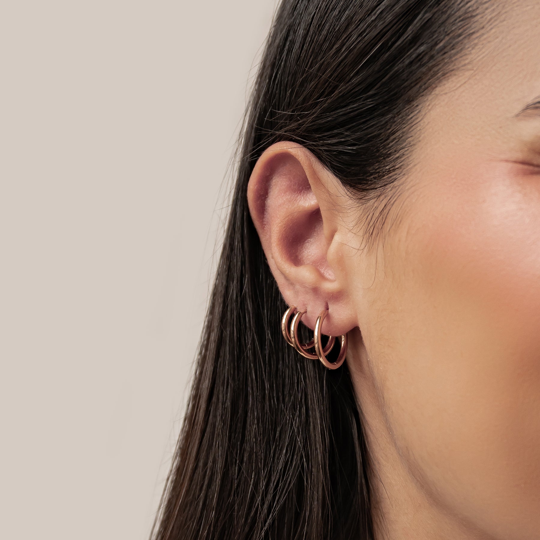 Triple Plain Hoop Earring Set Waterproof