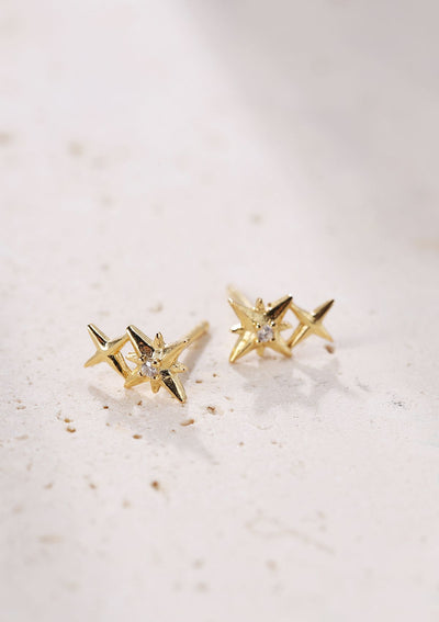 Twin Constellation Stud Earrings Sterling Silver Gold