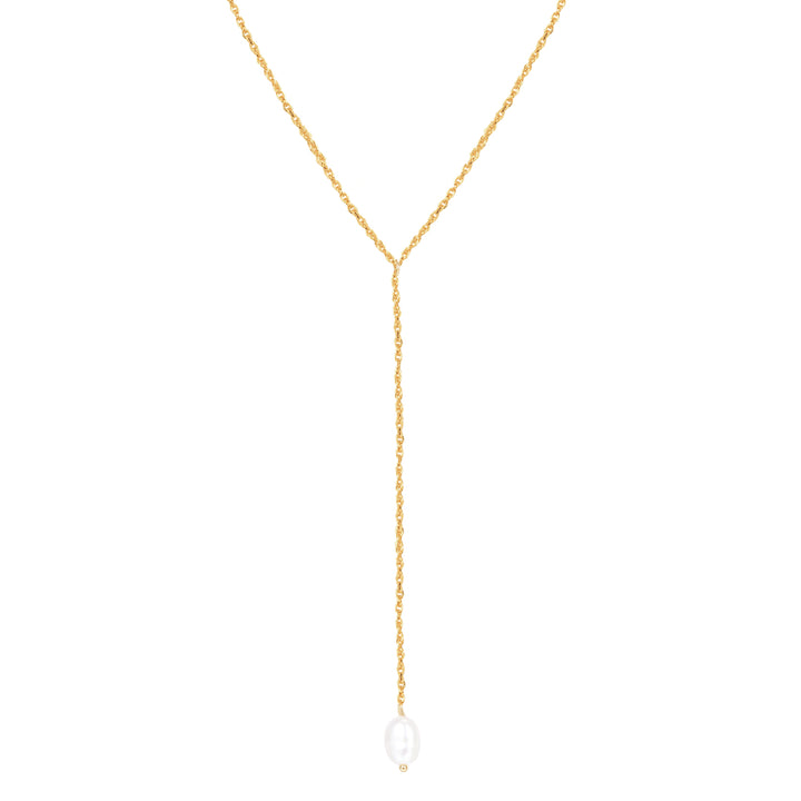 Collar Lariat Colgante Perla Plata de Ley 925