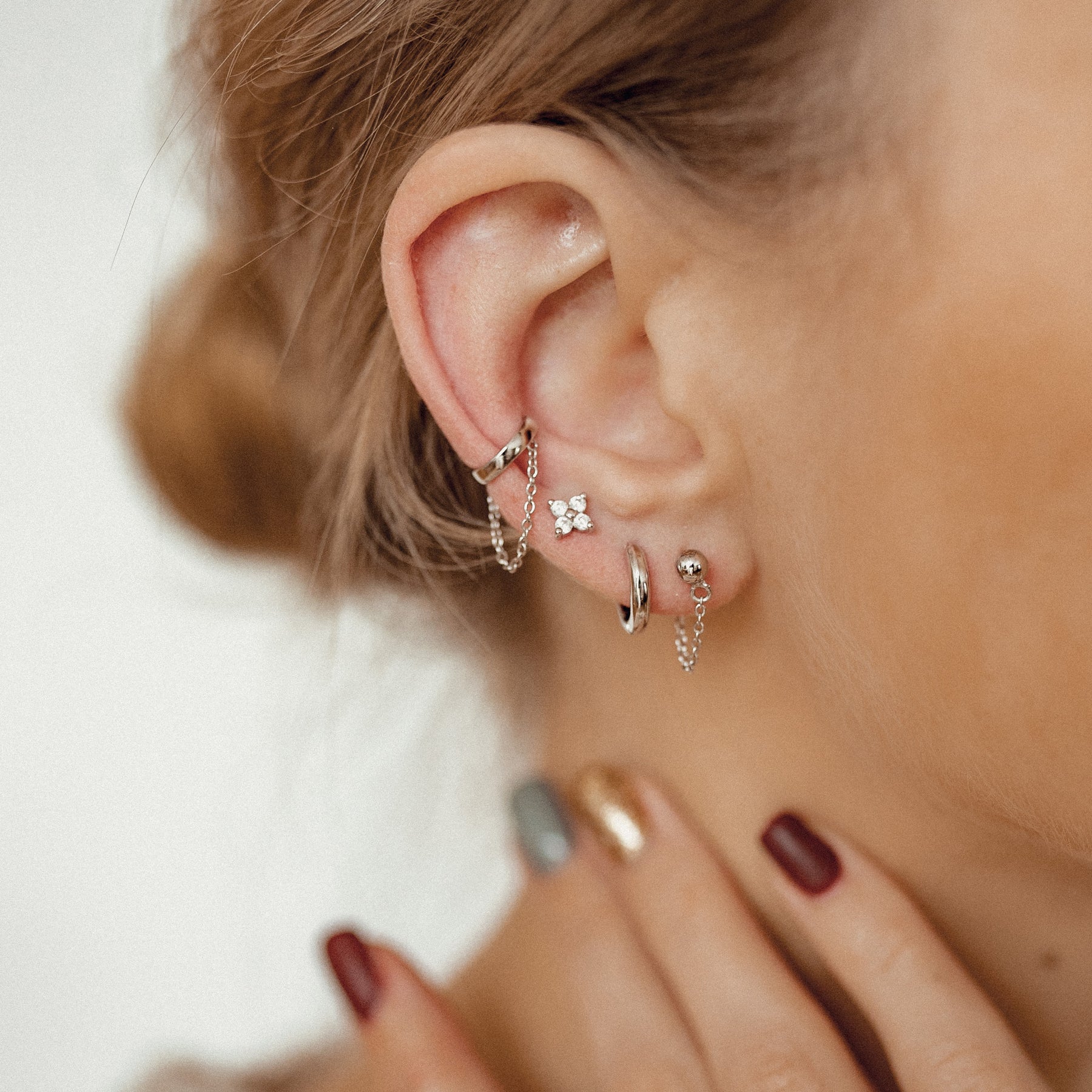 Ear Cuff Cadena Plata de Ley 925