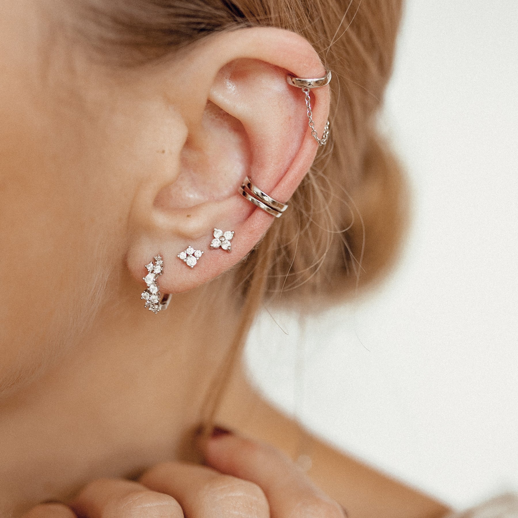 Ear Cuff Cadena Plata de Ley 925