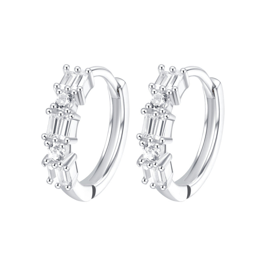 Baguette Huggie Earrings Sterling Silver – Hey Happiness