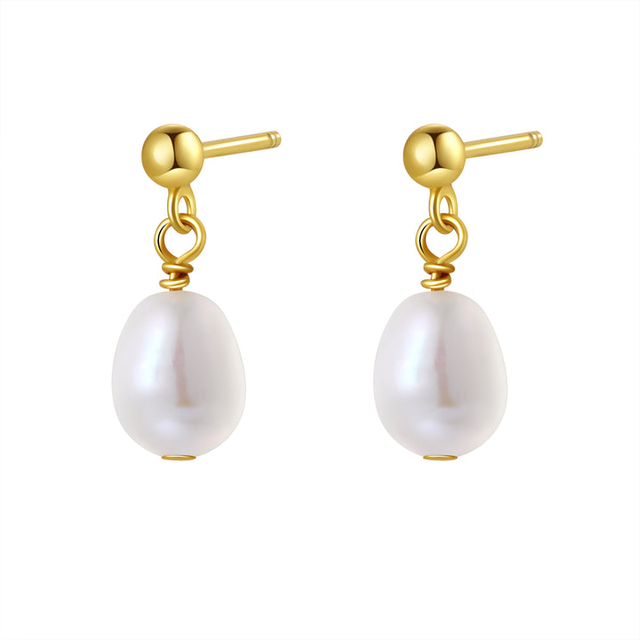 Boucles d’Oreill Goutte Boule et Perle Argent Sterling
