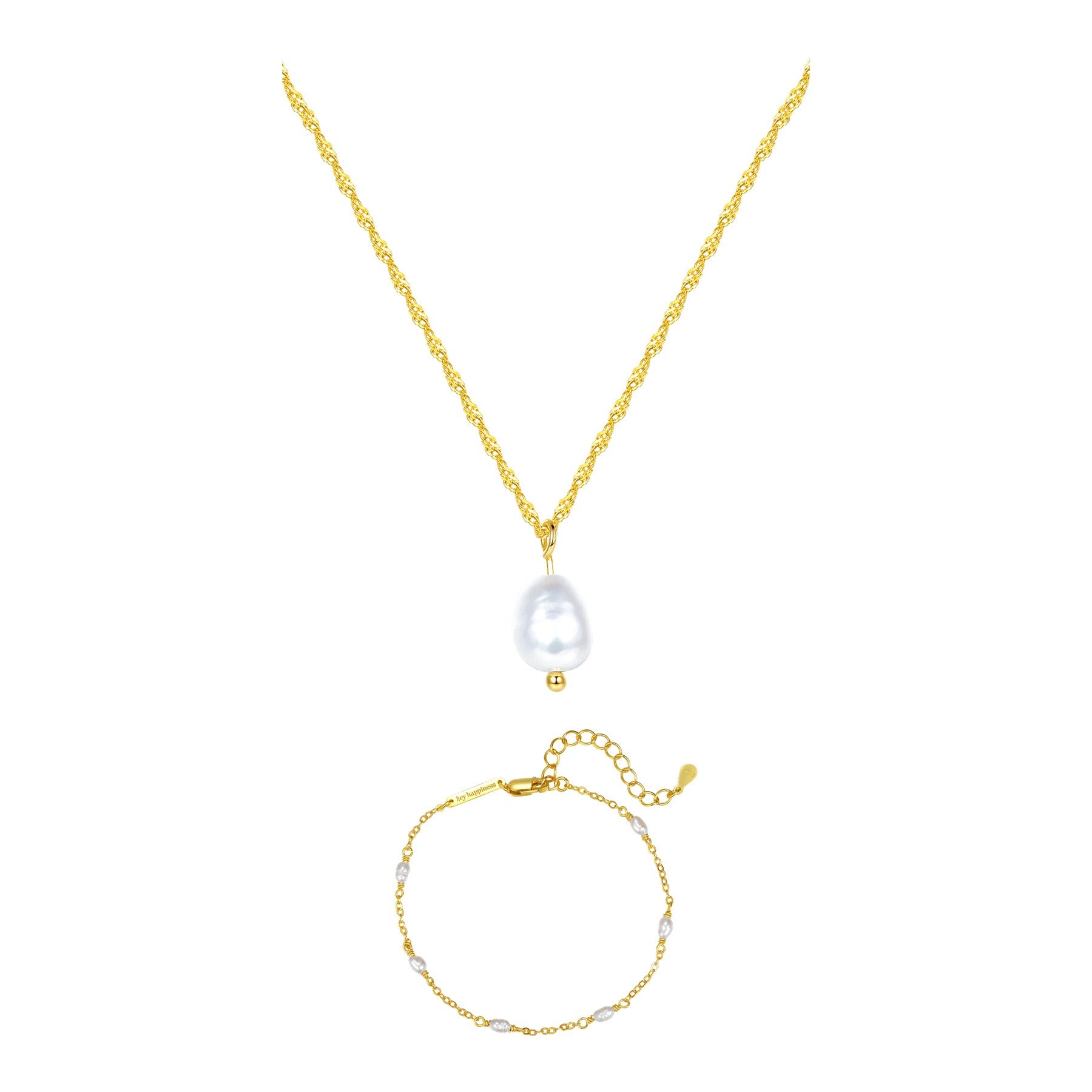 Baroque Pearl Necklace and Bracelet Set Sterling Silver