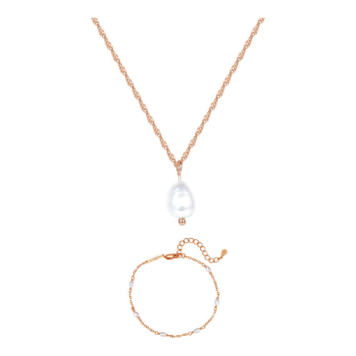 Baroque Pearl Necklace and Bracelet Set Sterling Silver