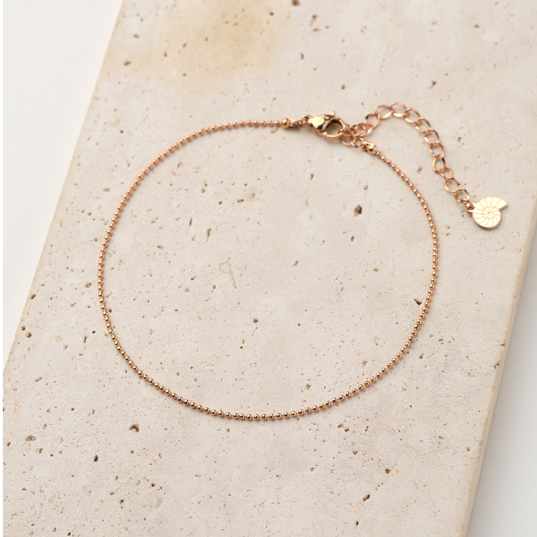 Tobillera Cadena Bolas en Oro Rosa