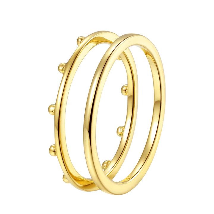 Ensemble Bague Halo Perlée Argent Sterling en Or