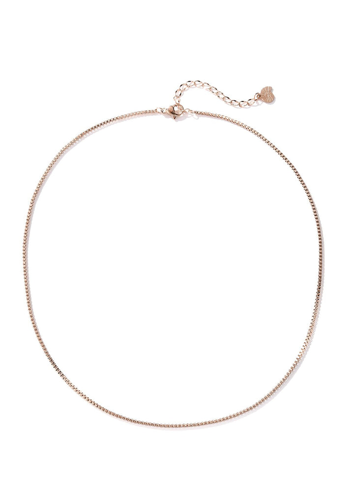 Collar Cadena Eslabones Caja en Oro Rosa