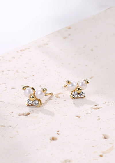 Perlen Schmetterling Ohrstecker aus Sterlingsilber in Gold