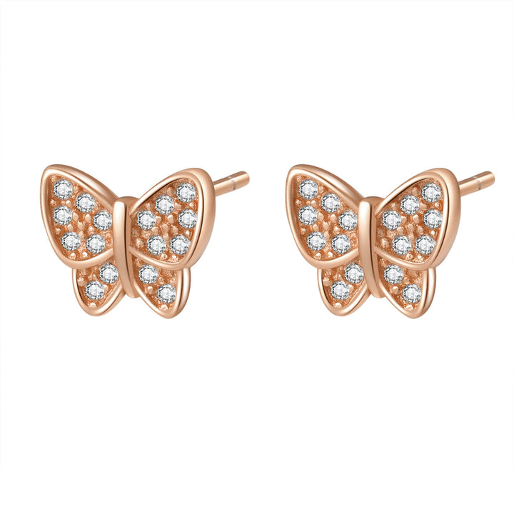Pendiente de Botón Mariposa Plata de Ley 925