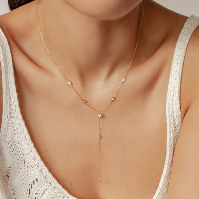 Cherish Y Chain Necklace Sterling Silver Gold