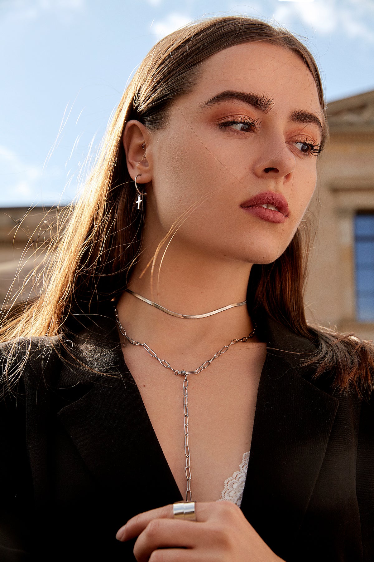 Collar Choker de Cadena Serpiente en Plata