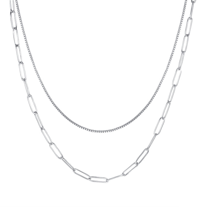Collier Multi Rangs Grosse Chaîne en Argent