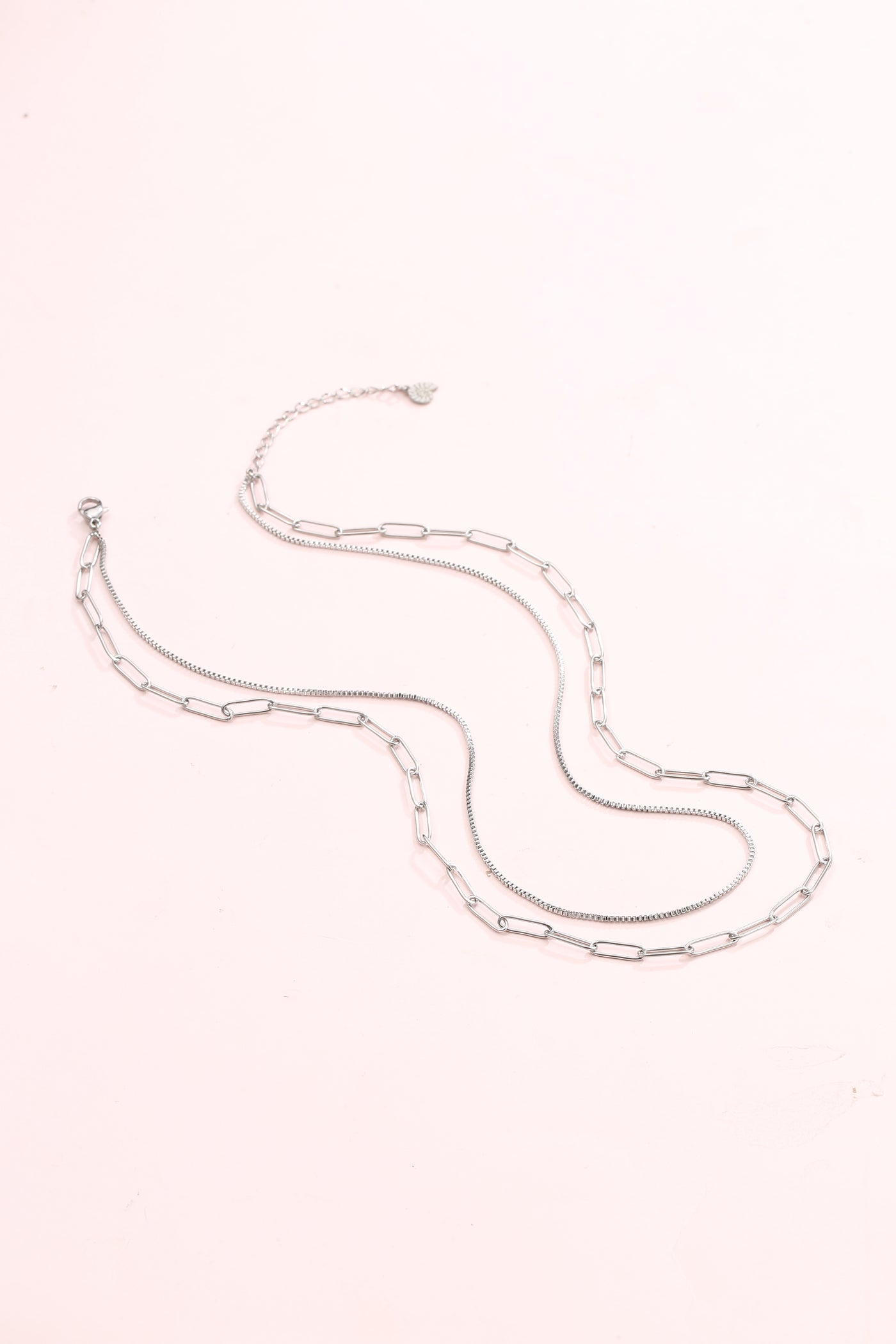Chunky Chain Layered Necklace Silver
