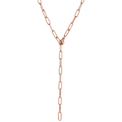 Chunky Chain Y Necklace Rose Gold