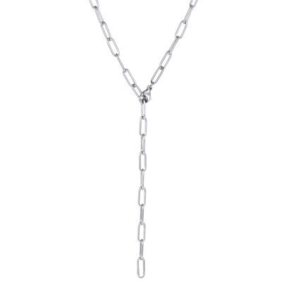 Chunky Chain Y Necklace Silver